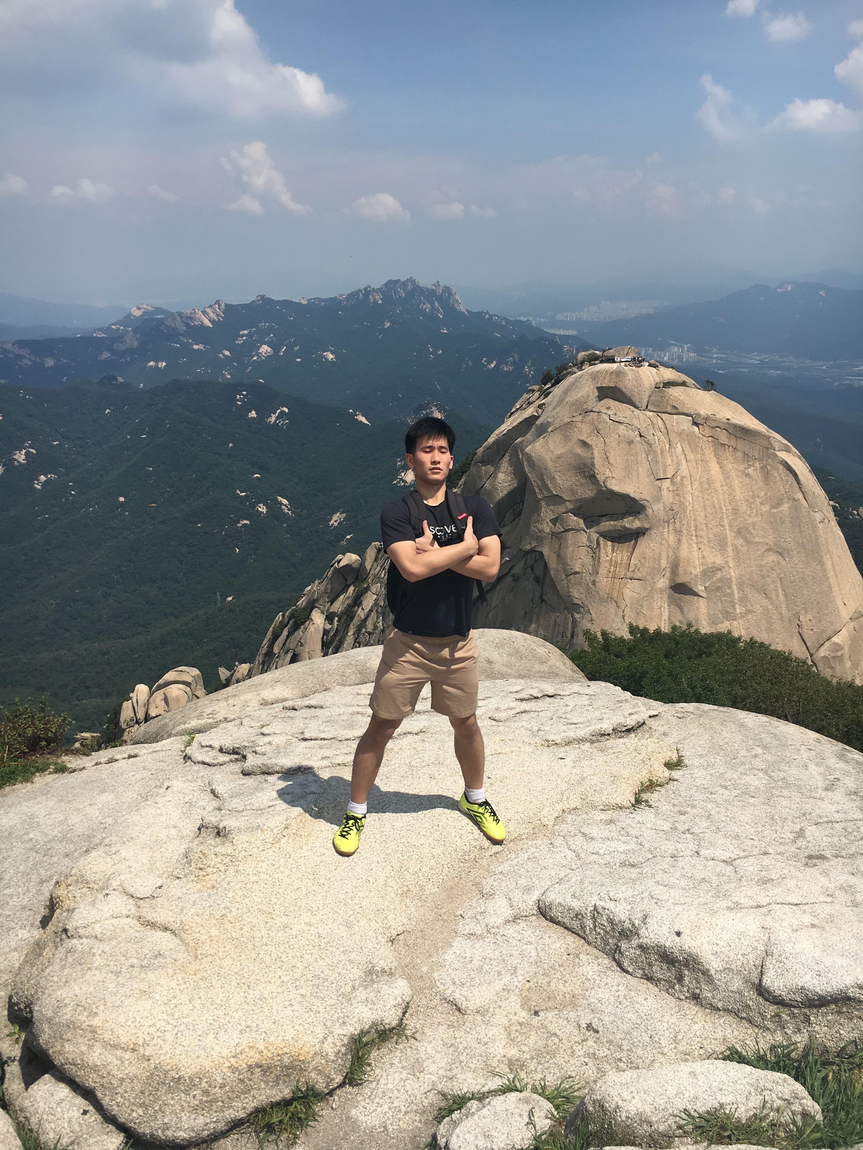 Me on top of mount Buk-han doing Mbappe pose